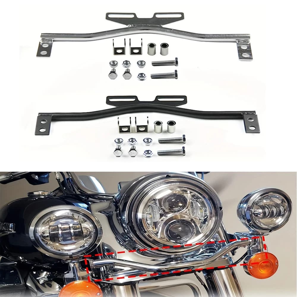 Staffa per fari moto Barra di montaggio per faretto a LED Guida Nebbia che passa indicatori di direzione Morsetto per supporto luce per Dyna Super Glide