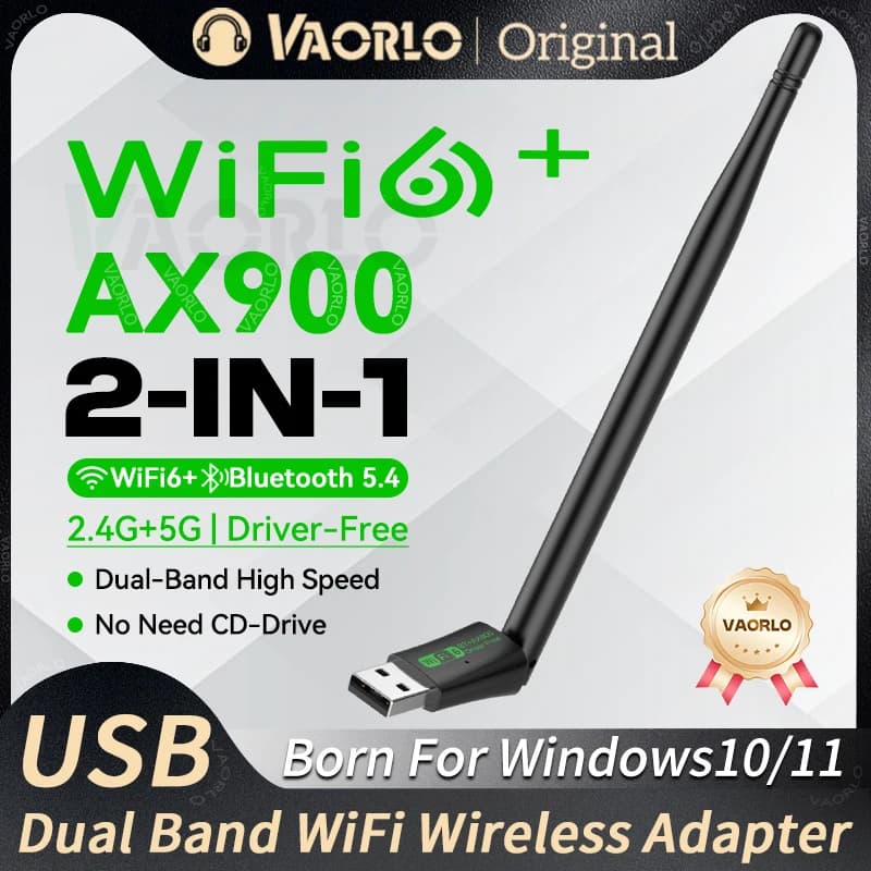 AX900 USB WiFi6 Bluetooth 5.4 Adattatore Dongle Dual Band 2.4G/5GHz Rete WiFi Ricevitore Wlan Wireless con Antenna per Win10/11