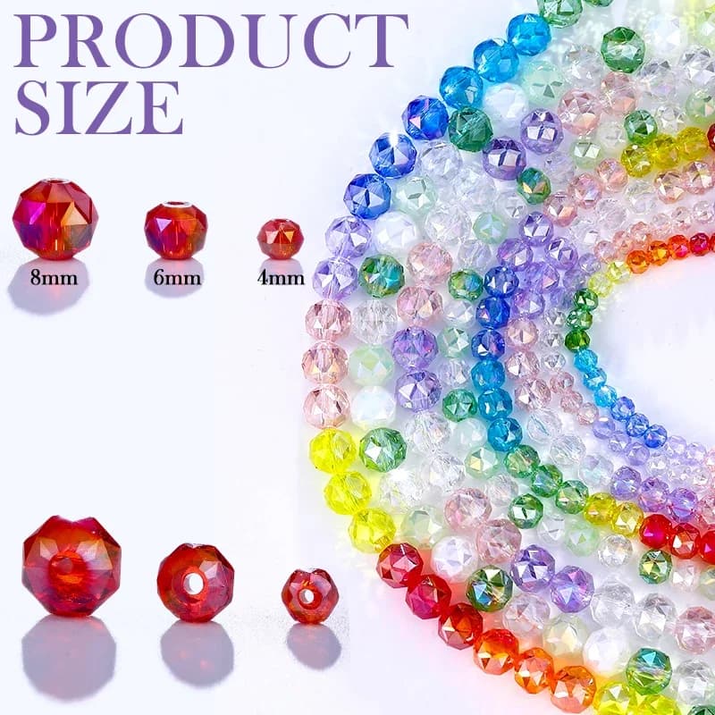 4-8mm Crystal Glass Beads Faceted Jewelry Making Beads Rondelle Spacer Beads for Bracelets Necklace Pendants Making Supplies