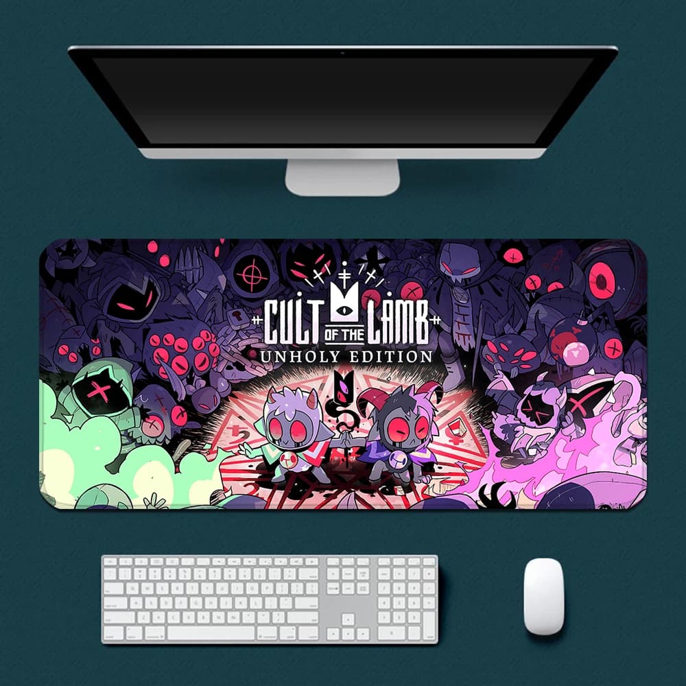 Tappetino per mouse Action Adventure Game Lamb con stampa HD, per giocatori di computer, con bordo bloccabile, antiscivolo, XXL 90x40 cm, per tastiera e scrivania PC