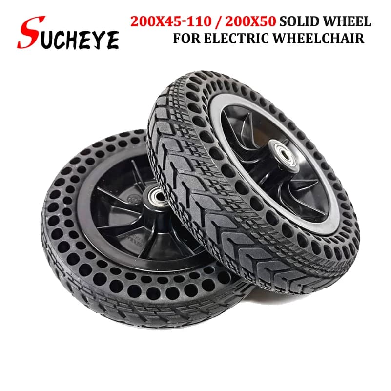 Pneumatico solido durevole da 8 pollici 8X2 con mozzo in plastica 200x50 200x45-110 per sedia a rotelle scooter elettrico senza gonfiaggio parte ruota intera