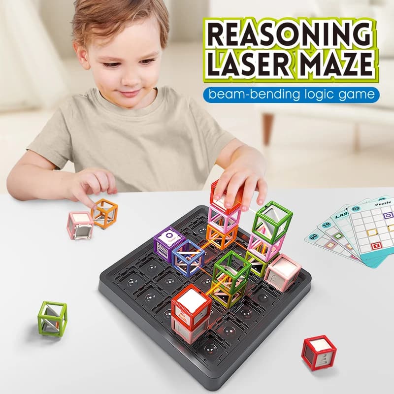 Labirinto laser impilabile educativo 60 livelli sfide labirinto laser gioco STEM giocattoli pensiero logico allenamento gioco da tavolo giocattolo per bambini