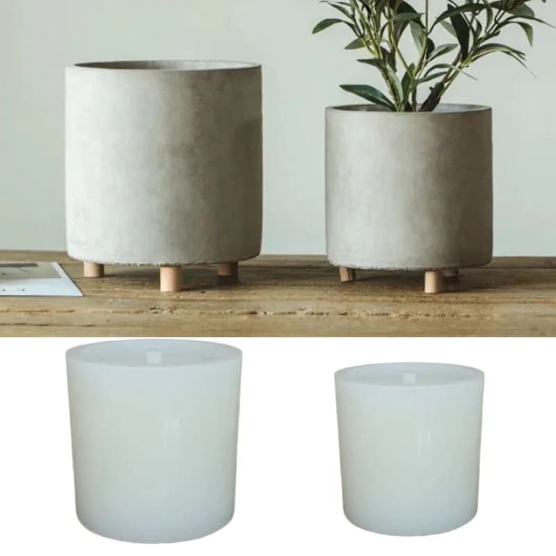 Vasi per fioriere moderne Stampi rotondi in silicone per fioriere grandi, stampi decorativi per vasi da fiori in cemento, creazione di fioriere per interni ed esterni fai-da-te