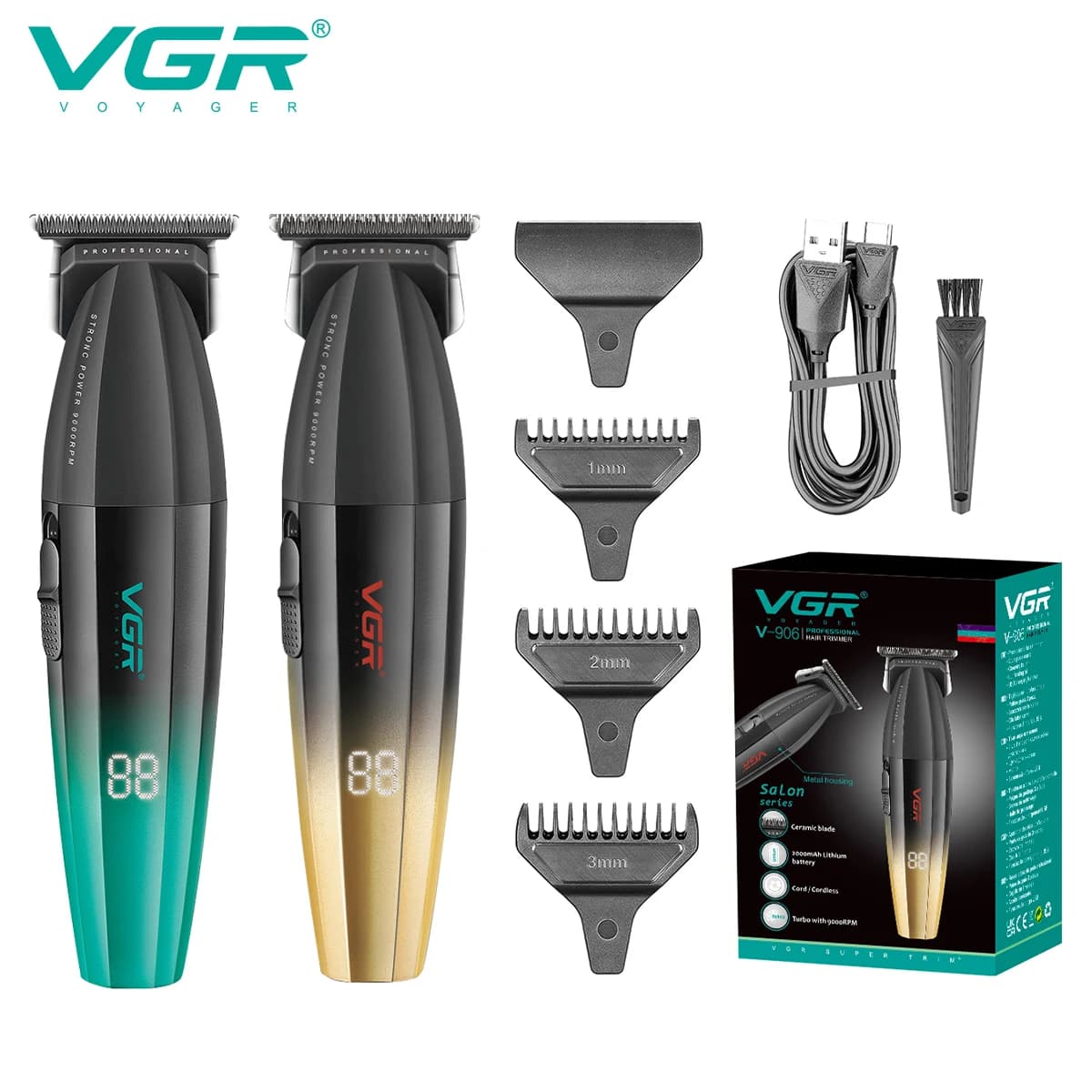 VGR Professional electric scissors 9000 rpm High-end haircut Color faded Metal body cutter V-906
