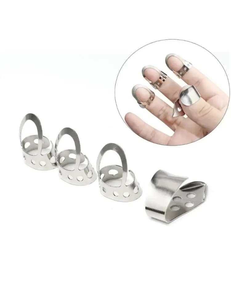 Plettri per chitarra in metallo da 4 pezzi e plettri per pollice Plettri regolabili per chitarra, banjo e basso, set plettri