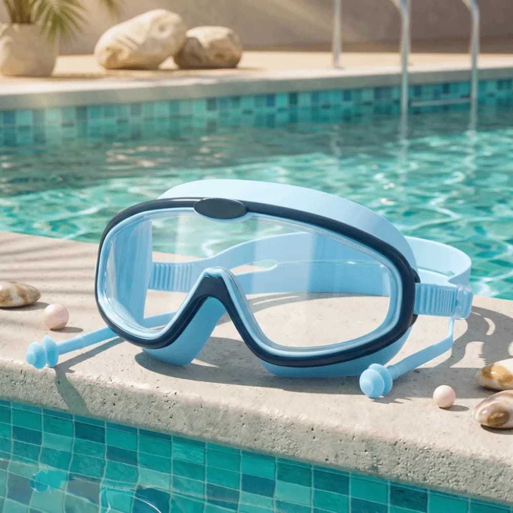 Anti-Fog Swimming Goggles HD View Wide View Big Frame Swim Goggles UV Protection Waterproof Large Frame Swim Goggles Diving