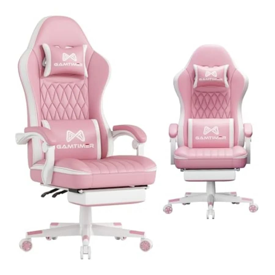 Gaming Chair with Footrest, Ergonomic Computer Chair, PU Breathable Material with Headrest and Lumbar Support, Suitable for Sil