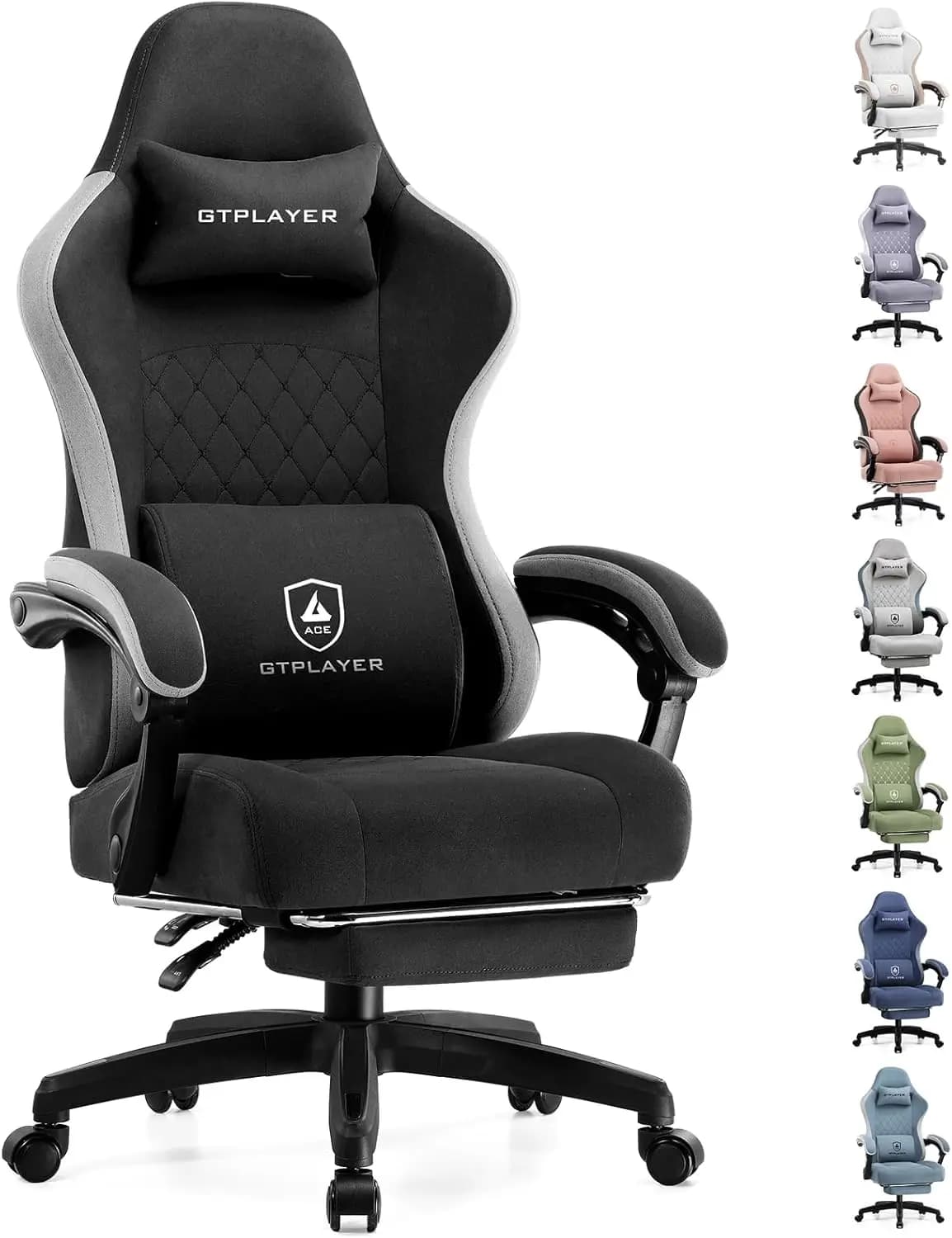 Sedia da Gaming Ergonomica con Cuscino a Molle Insacchettate, Braccioli Collegati e Poggiapiedi Regolabile - Nera