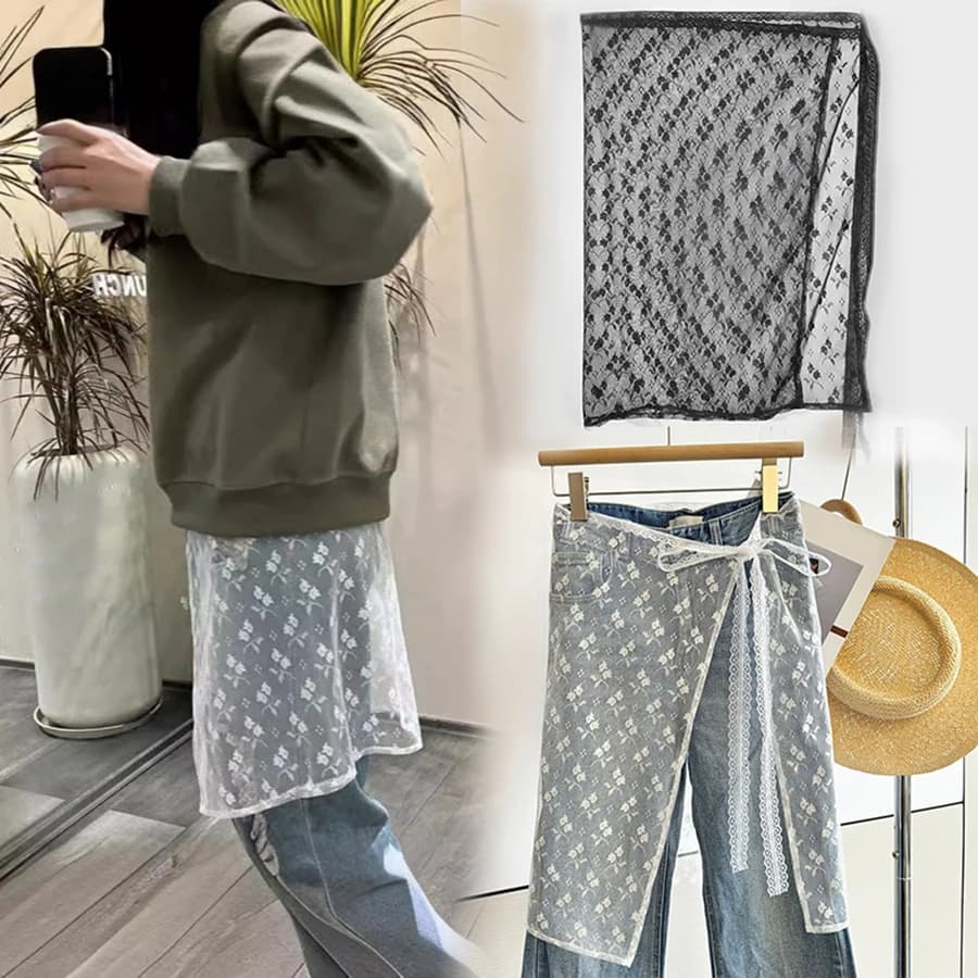 Fashionable and customized Y2K spicy girl style lace curtain strap, slim style