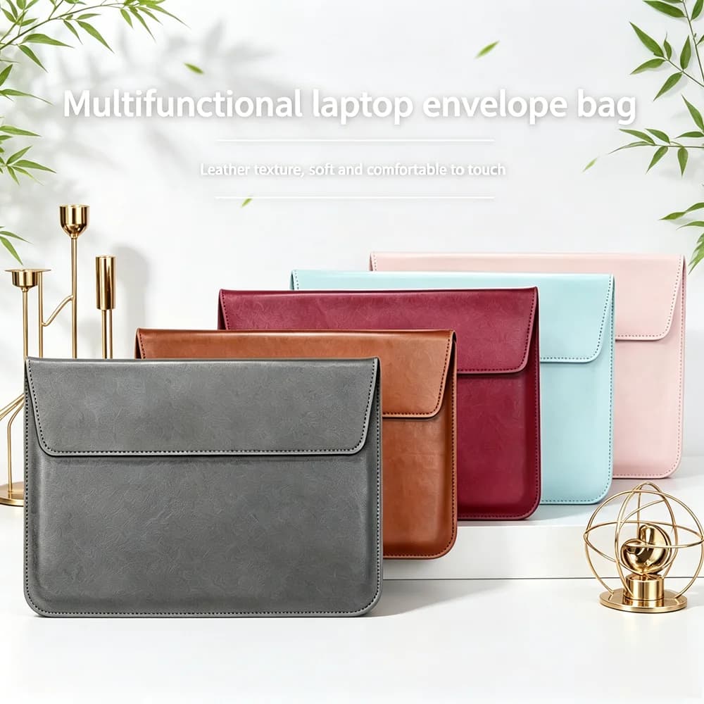 Borsa per laptop orizzontale bianca da 11,6 13,3 15,4 pollici, custodia sottile in pelle per laptop, compatibile con MacBook, Lenovo, Samsung, ASUS.