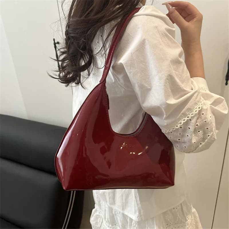 Solid Color Synthetic Leather Shoulder Underarm Bag, Retro Versatile Handbag Women Bag, Fashionable Daily Use Chic Handbag Purse