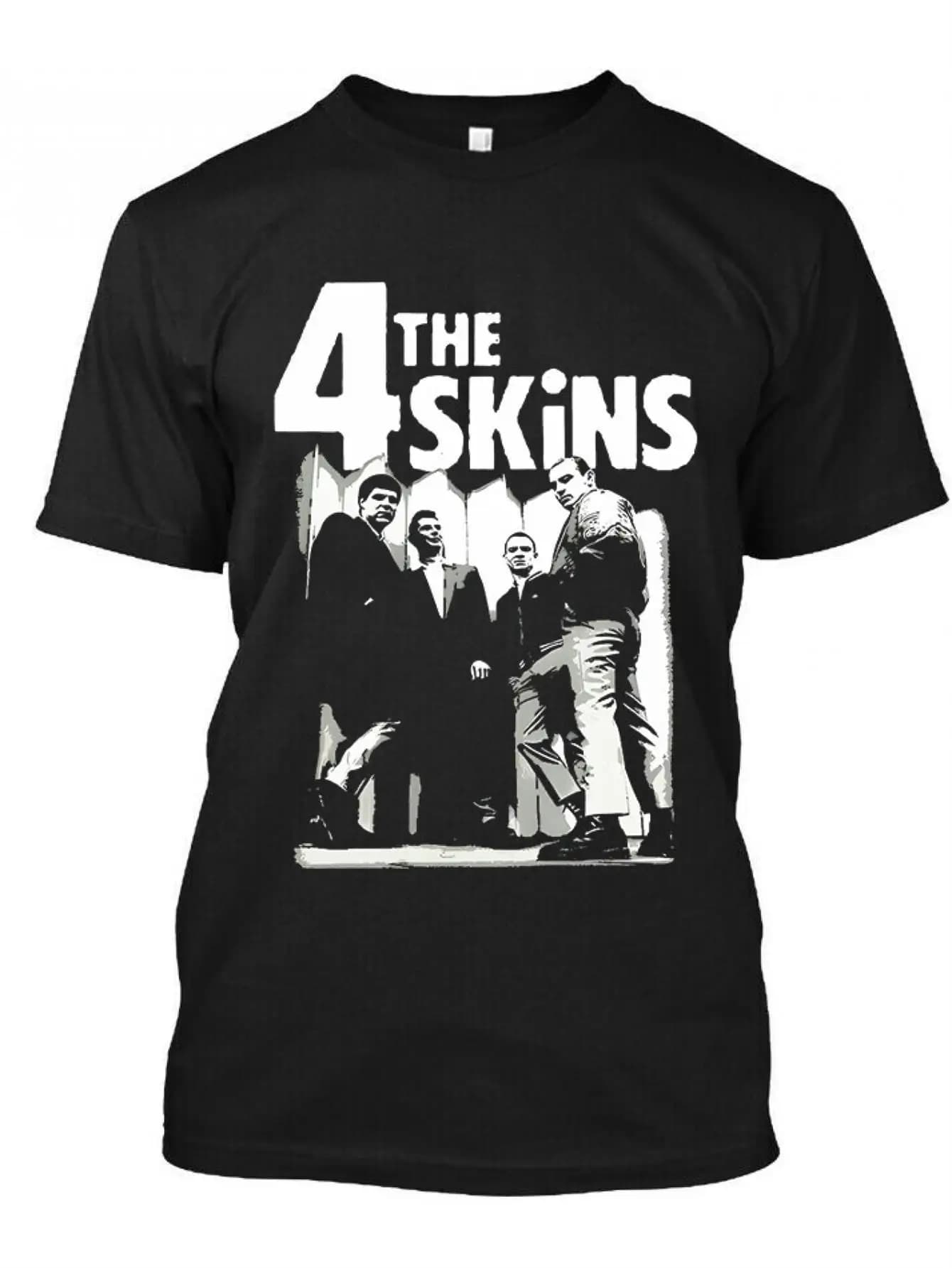 Men's t-shirt with logo printed in retro style, black base with white design, classic with round neckline and short sleeves, regular fit, casual.