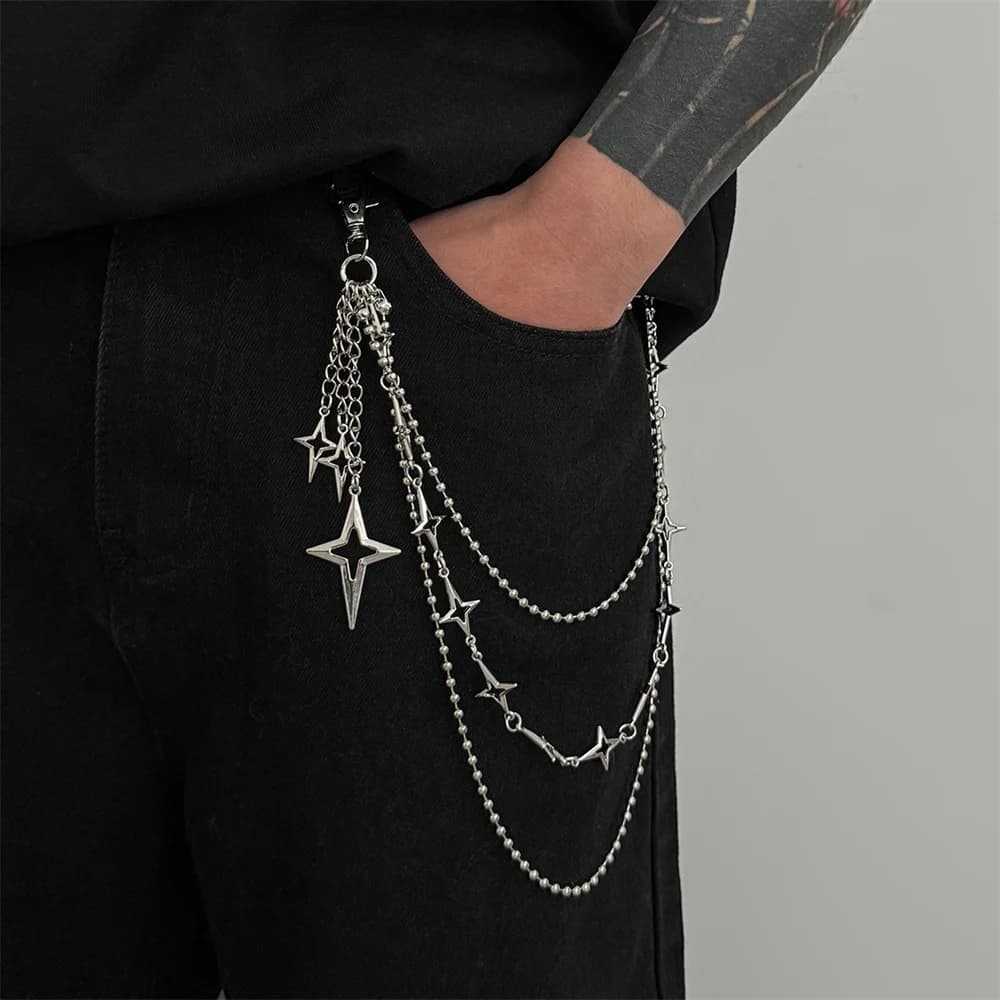 Punk Multilayer Metal Star Pendant Pant Chain Hip Hop Waist keychain Jeans Chain Women Trendy Jewelry Accessories 2026 Gifts