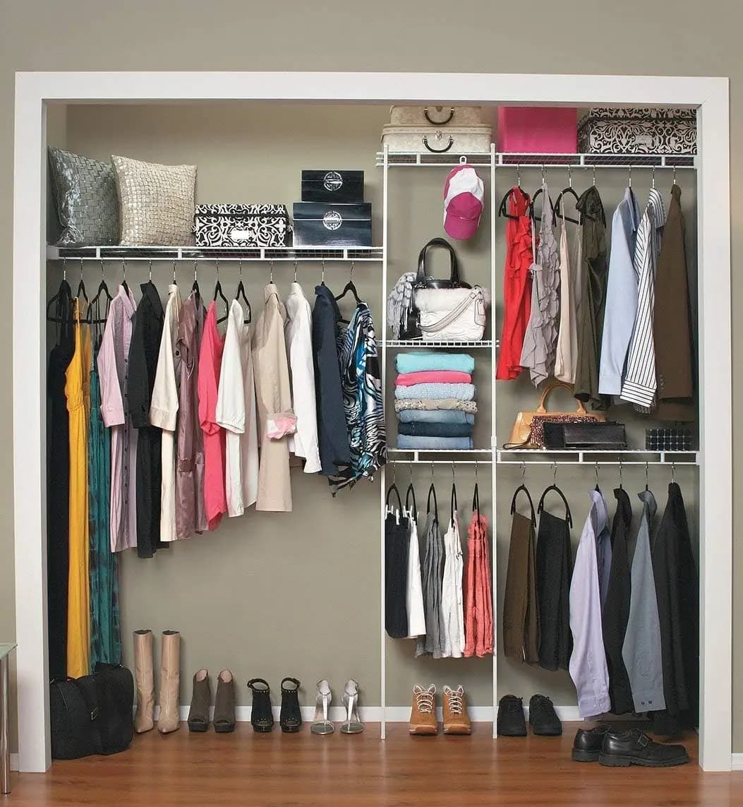 Sistema di Organizzazione Armadio Regolabile, 5-8 Piedi, Ripiani, Acciaio Resistente, Bianco