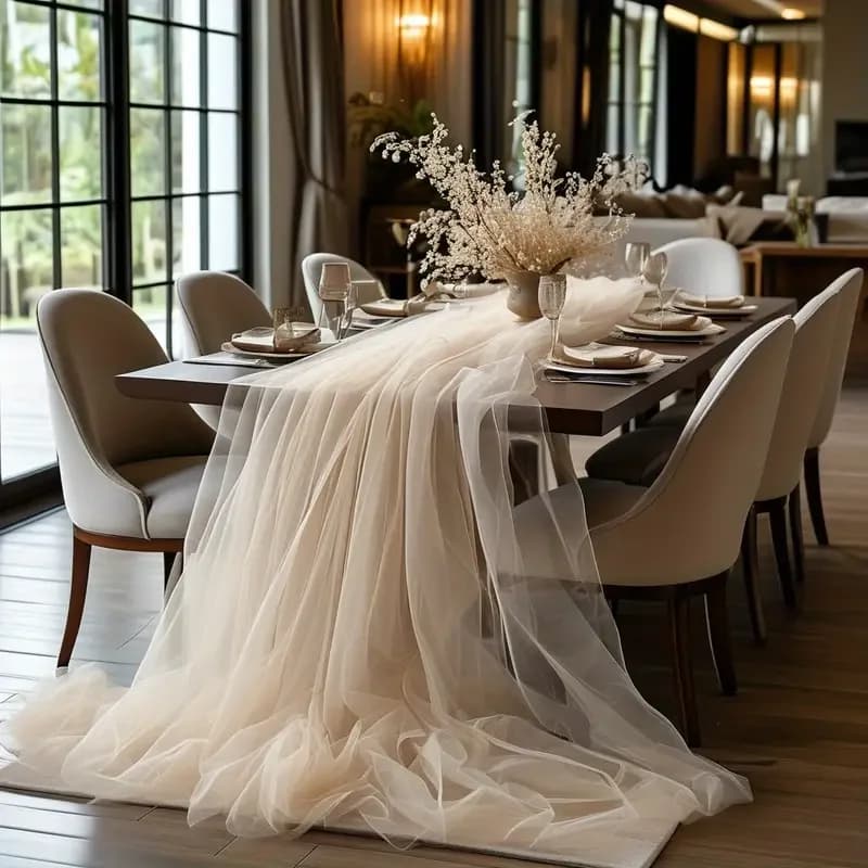 Runner da tavolo in garza Arco trasparente Tavolo da matrimonio Impostazione Natale Compleanno baby shower Torta Banchetti Archi Decorazioni da sposa fai da te