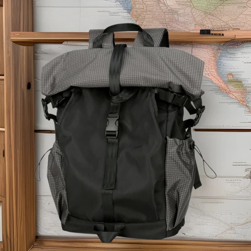 Zaino da viaggio per alpinismo sportivo all'aperto Borsa a tracolla pieghevole arrotolabile Zaino da viaggio funzionale per studenti universitari maschili