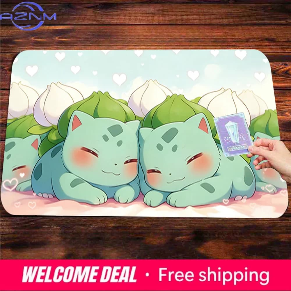 Simpatico Tappetino da Gioco TCG con Bulbasaur Dormiente, Antiscivolo e Lavabile