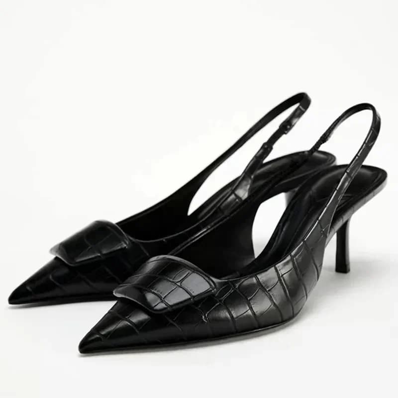 Sandals with pointed tip sexy Women's Sandals Summer New elegant mature shoes Bottone square High heels by woman brand