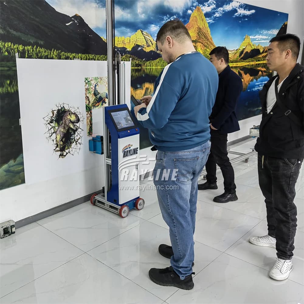 16 ㎡ /ora 9600 DPI stampante da parete macchina 3D 5D automatica intelligente stampante da parete verticale uv prezzo con guide di ruote