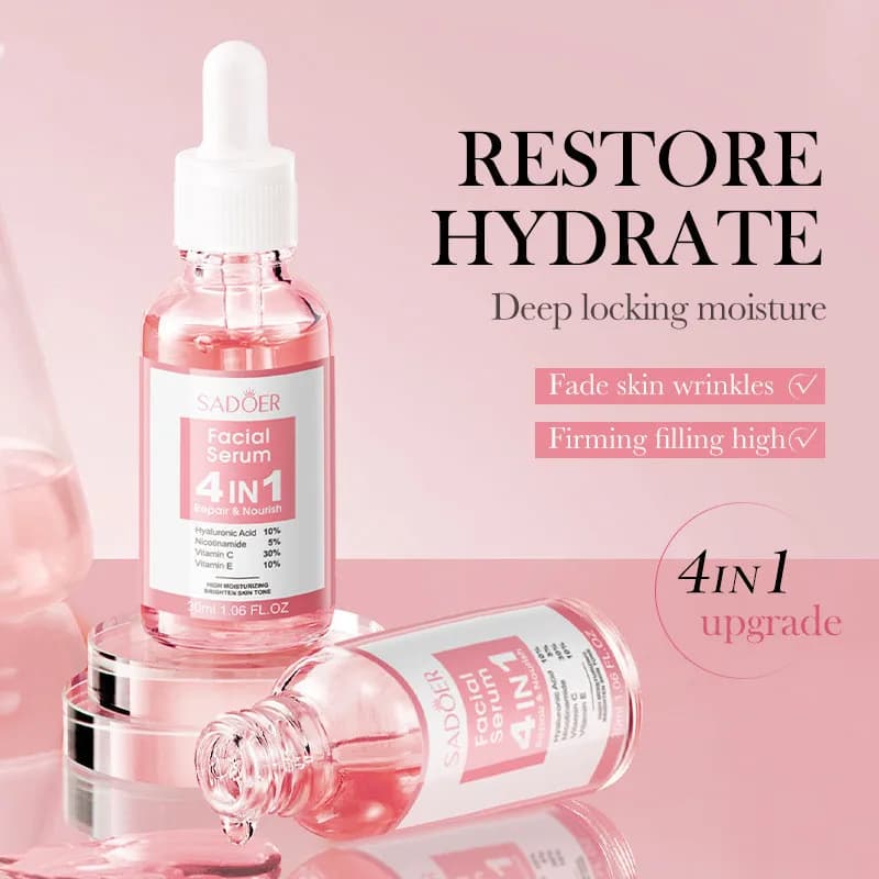 SADOER Serum Face Four in a Hyaluronic Acid Vitamin C for Lighting Hydrating Soft Skin 30g