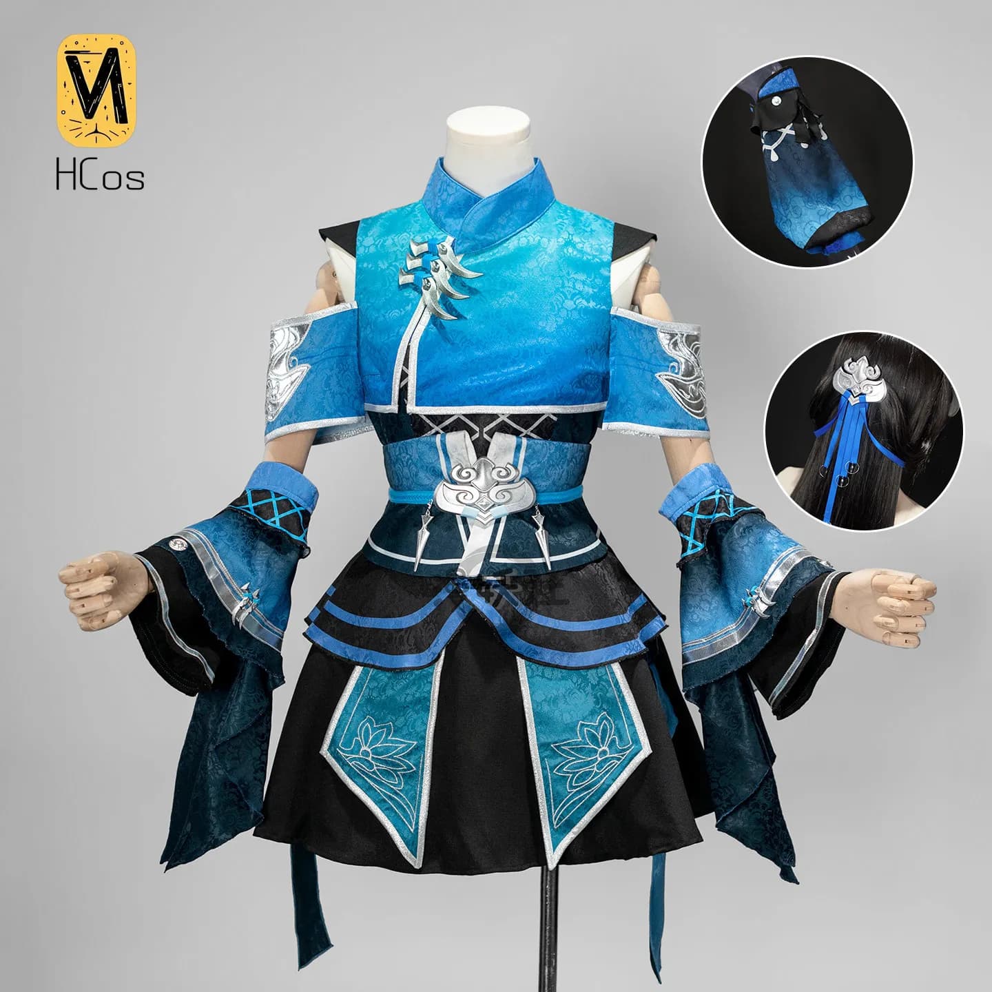 Handmade Cos Outfit: Jian Wang 3 Tangmen Loli Candle Heaven Cosplay Full Set Girls Chinese Wuxia Blue Uniform Embroidery Outfit