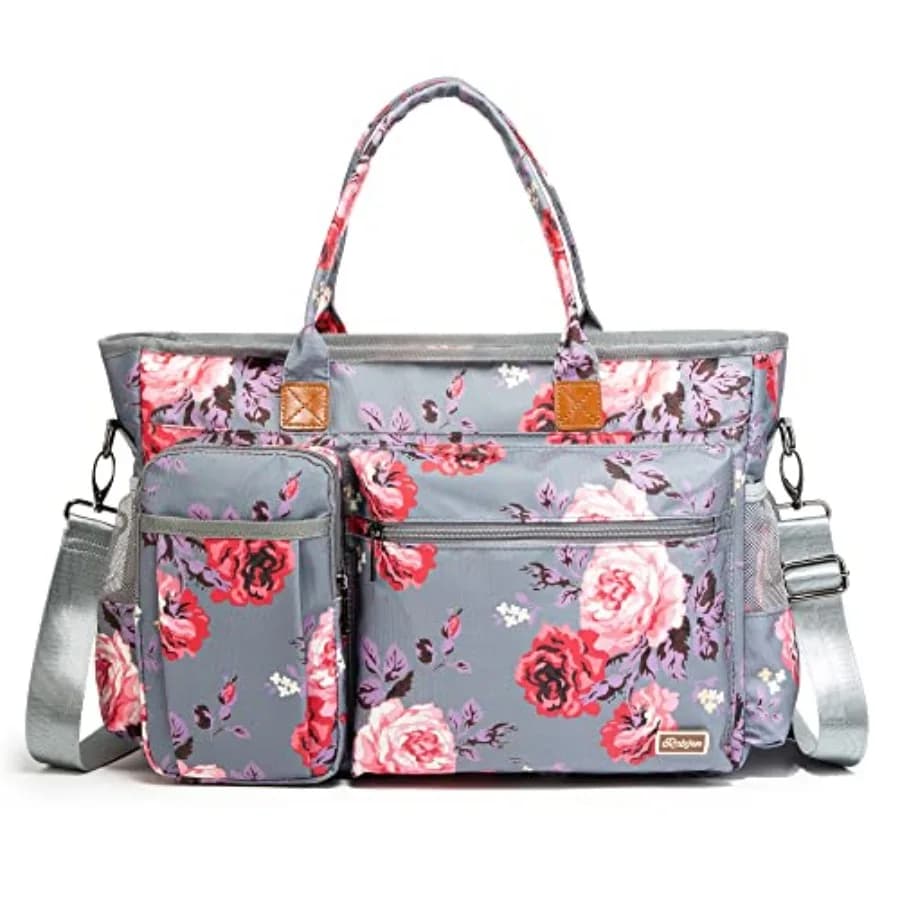 Borsa tote per laptop, borsa tote da lavoro per insegnanti, borsa tote da lavoro per laptop da 15,6 pollici, borsa tote per infermiere, tasca isolata con portabicchieri