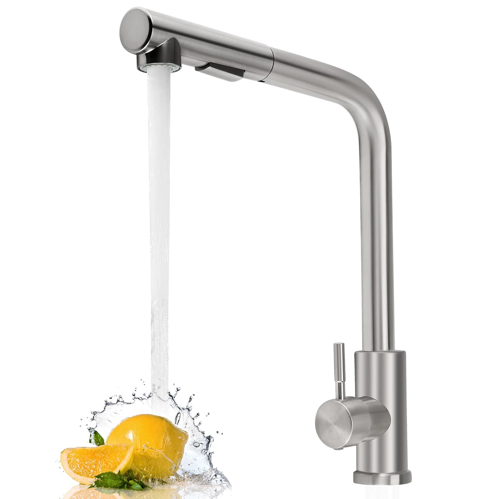 Rubinetto per lavello da cucina estraibile in nastro Due modelli Ugello spruzzatore a flusso Rubinetto miscelatore acqua calda fredda in acciaio inossidabile