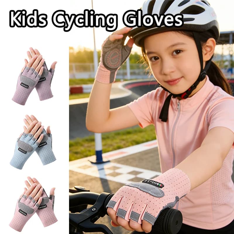 Sports Gloves for Kids Anti-slip Shock Absorbent Shoe Gloves for Cycling Skatebaord Half-Date Gloves Adjustable Wheel Skating Gloves