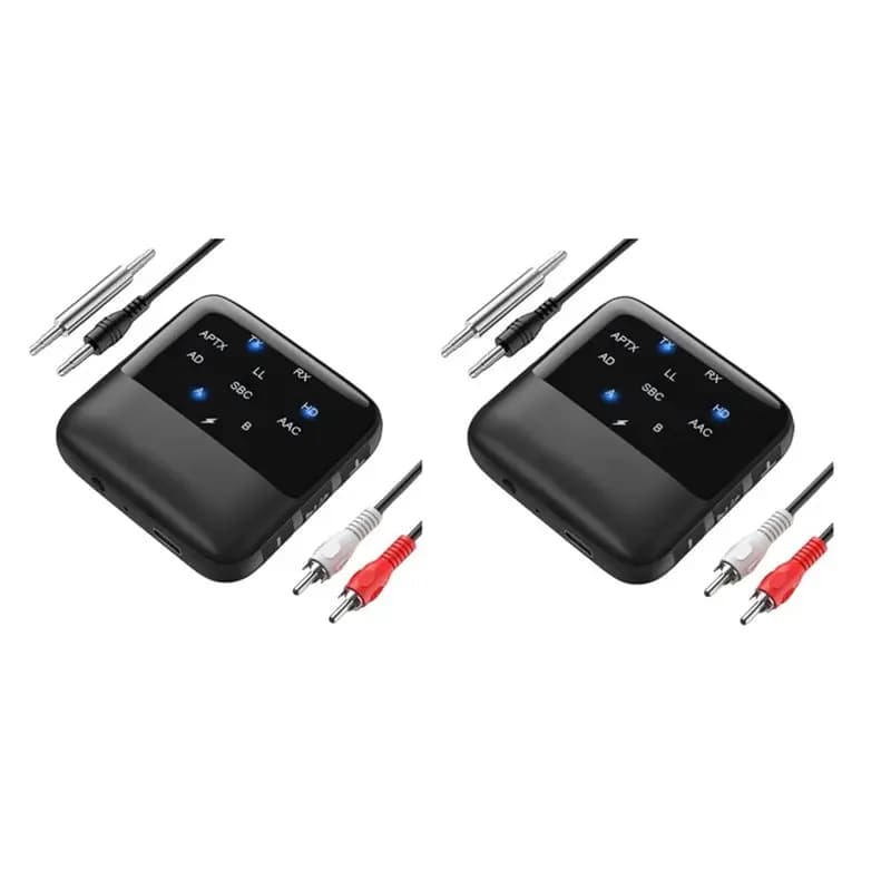 ABZZ-Adattatore audio wireless 2 pezzi Bluetooth 5.4 Ricevitore Trasmettitore APTX HD a bassa latenza 3,5 mm AUX 2 in 1 per altoparlante auto TV PC