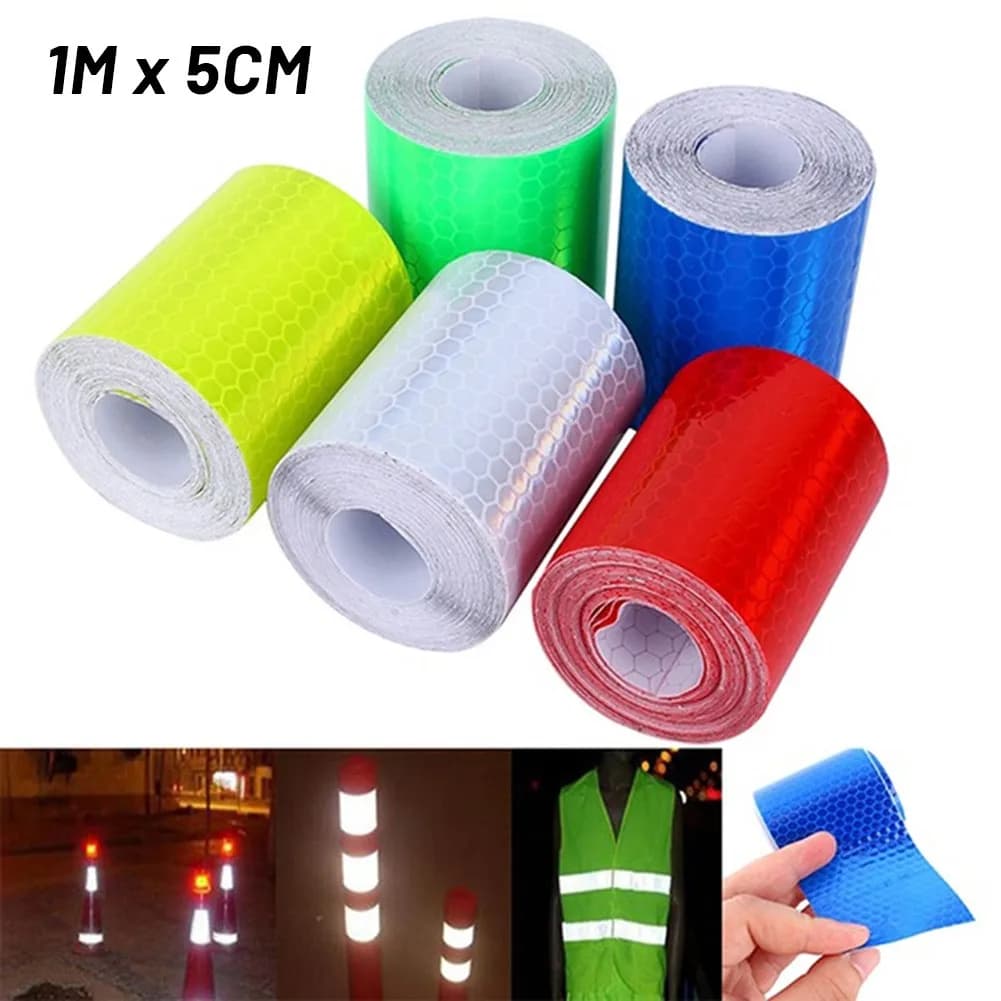 1PC Spia Riflettore Adesivo protettivo Pellicola riflettente Adesivi riflettenti per strisce di sicurezza per auto 100 cm 5 cm