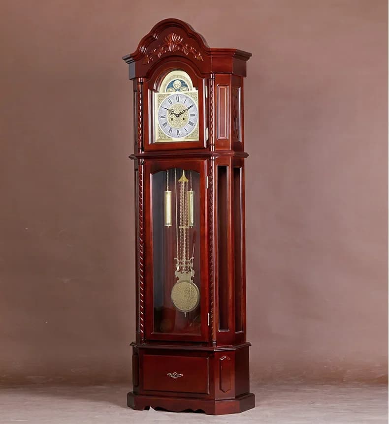 ZH Orologio meccanico verticale con cassetto Orologio a pendolo in legno massello da soggiorno europeo dal pavimento al soffitto