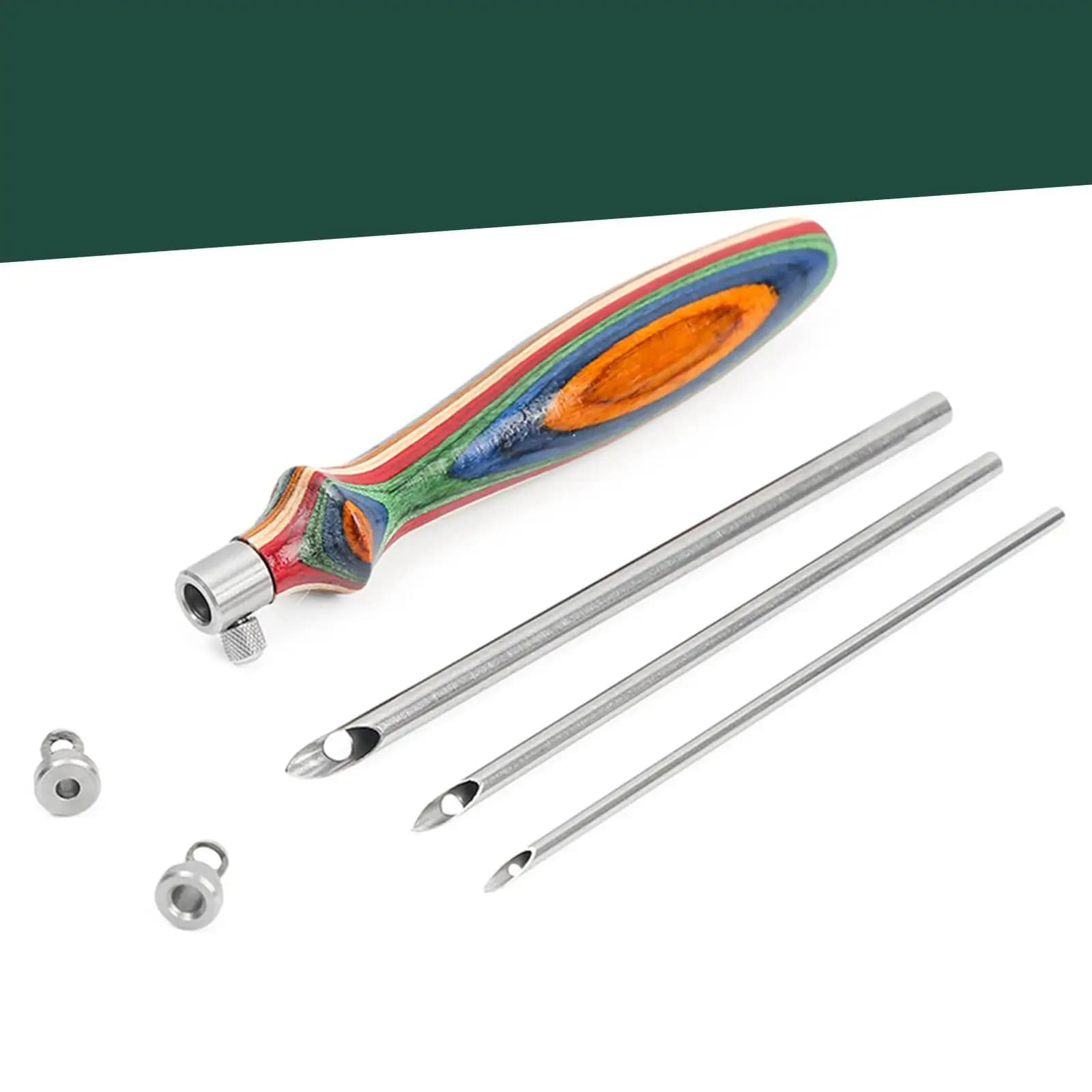 Punch Needle Set Wooden Handle Easy Threading Stitching Needle Craft Punch Needle for 5 mm 2.5 mm 3.5mm Thread and Yarn