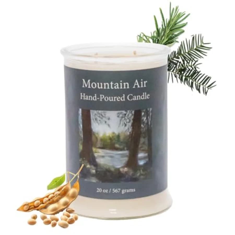 Candela Profumata ADK Mountain Air, Candela Aromaterapica da 20 Oz, Realizzata con Orgoglio negli USA, Cera Naturale per Relax e Arredamento Casa