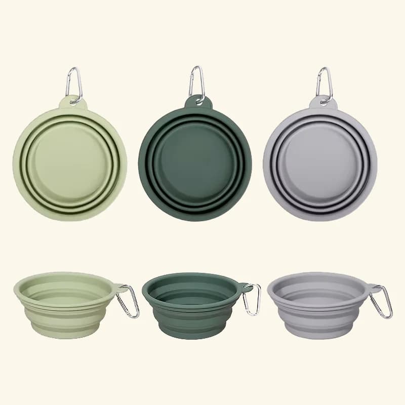 Personalizza all'ingrosso Logo Alimentatore per alimenti e acqua portatili all'aperto 2 in 1 con fibbia Ciotola per animali domestici pieghevole colorata durevole in TPE