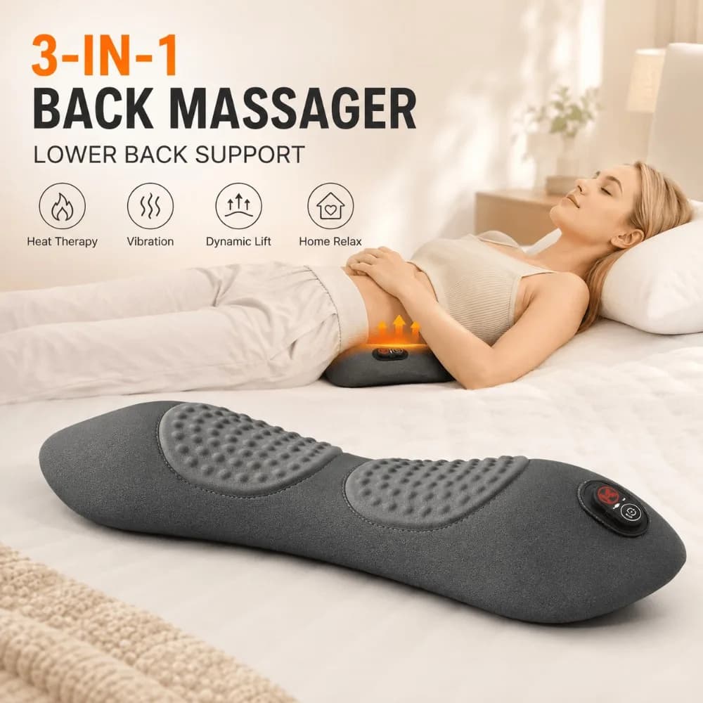 Three-in-one Electrically Back massager, lumbar support pillow, heating massage, adjustable height, for support the lower back