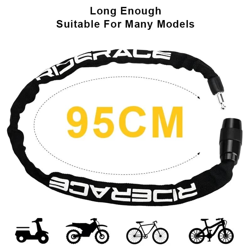 RIDERACE Bicycle Chain Lock Portable Anti-theft High Security MTB Mountain Bike Lock With 2 Keys For Scooter Electric E-Bike bicycle accessories
