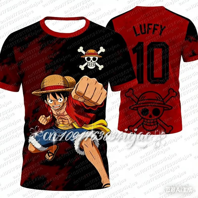 Maglia da Calcio One Piece Luffy 2026 - T-shirt Speciale da Calcio per Bambini/Uomini/Donne ad Asciugatura Rapida