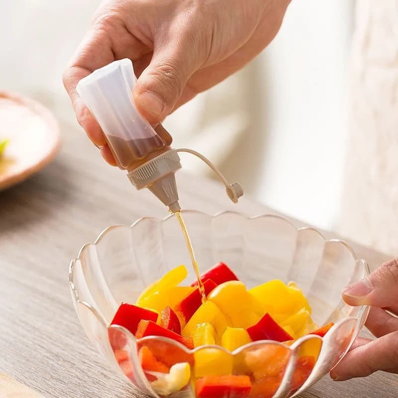 Set di Bottiglie Spremibili per Salse e Condimenti, Dispenser per Alimenti, Contenitore per Marmellata, Bottiglia per Condimenti da Barbecue all'Aperto, Contenitore per Salse Domestico