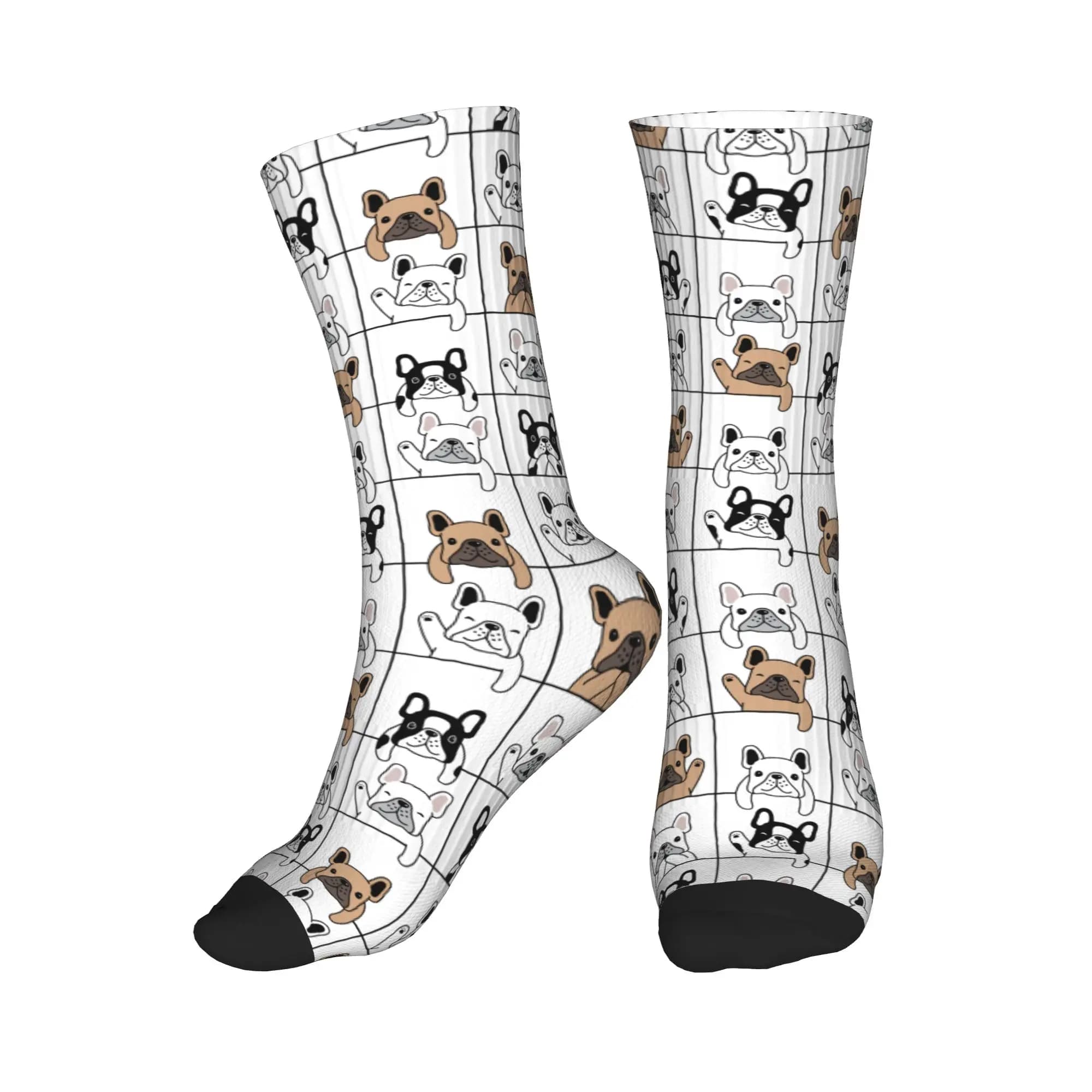 Calzini alla moda da uomo con stampa 3D di bulldog francese, calzini unisex caldi e traspiranti con stampa 3D per amanti dei cani
