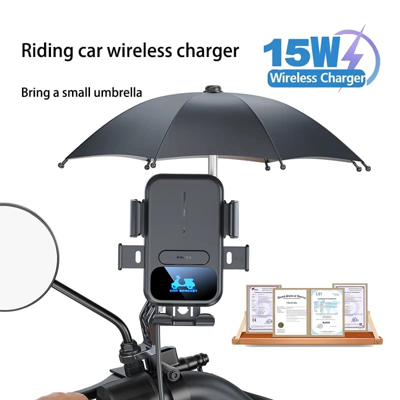 Multifunctional Wireless Phone Charger Holder Motorcycle Bicycle Waterproof Mobile Phone Holder With Wireless Charger