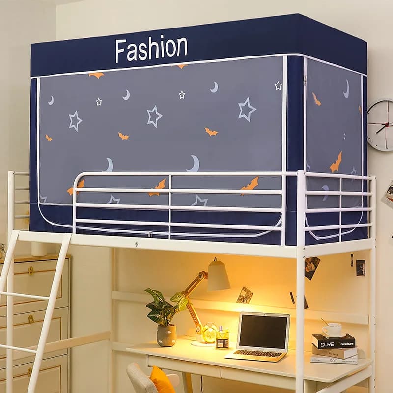 Tenda da letto oscurante anti-zanzara per zanzariera per la privacy Tenda da letto a baldacchino per letto a castello superiore e inferiore stampata carina per bambini con staffa