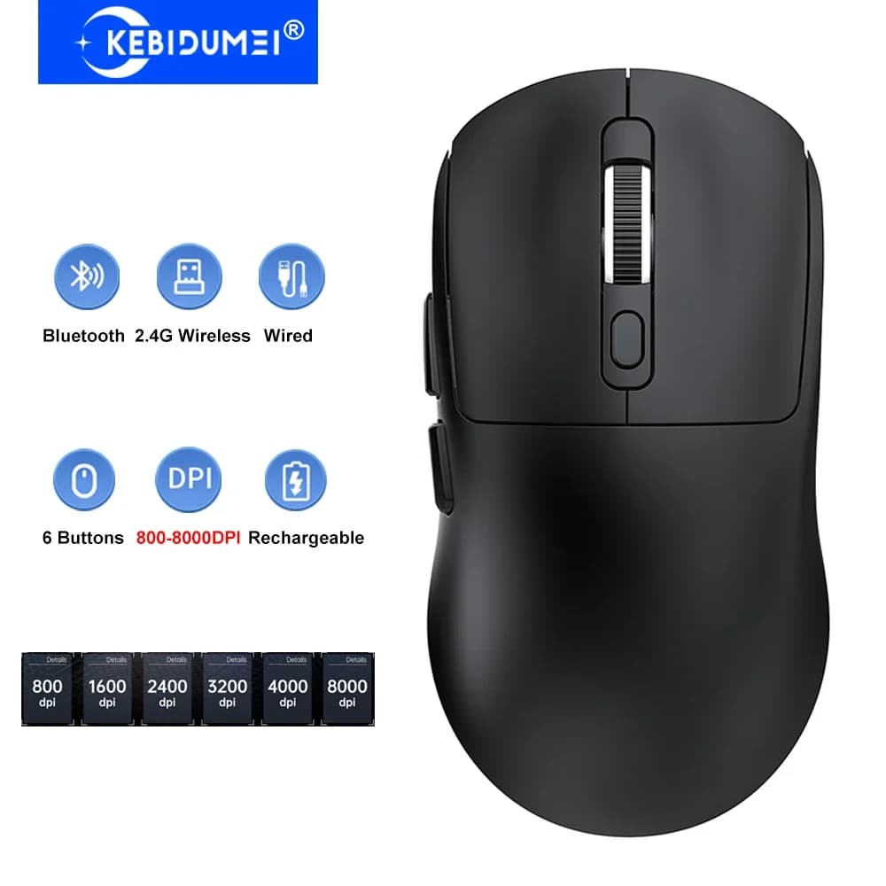 Mouse Bluetooth tri-modale Mouse da gioco dal design leggero 8000 DPI Mouse wireless cablato/Bluetooth/2.4G Mouse muto ricaricabile