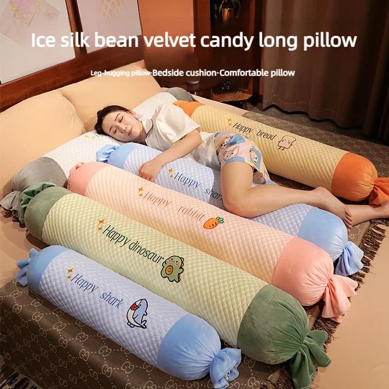 Long bean-shaped pillow for sleepin cylindrical pillow for bed side-sleeping pillow for girls leg-hugging waist pillow, backrest