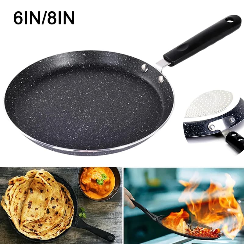 Flat-bottom frying pan with shallow edge with anti-coating handle Bistecca Pizza Panckae Padelle Cooking tool
