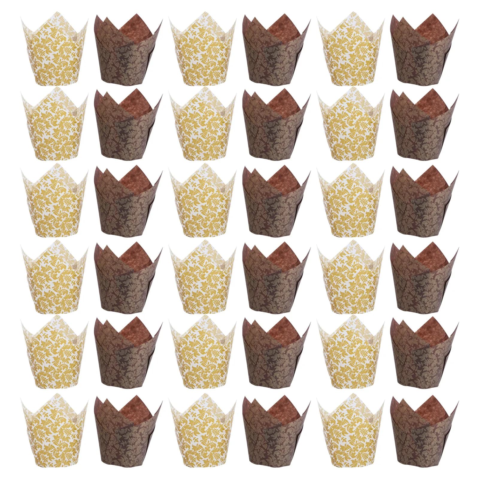 100 Pezzi Pirottini di Carta a Forma di Tulipano, Resistenti all'Olio e al Calore, per Matrimoni, Compleanni, Baby Shower, Tea Party Vintage