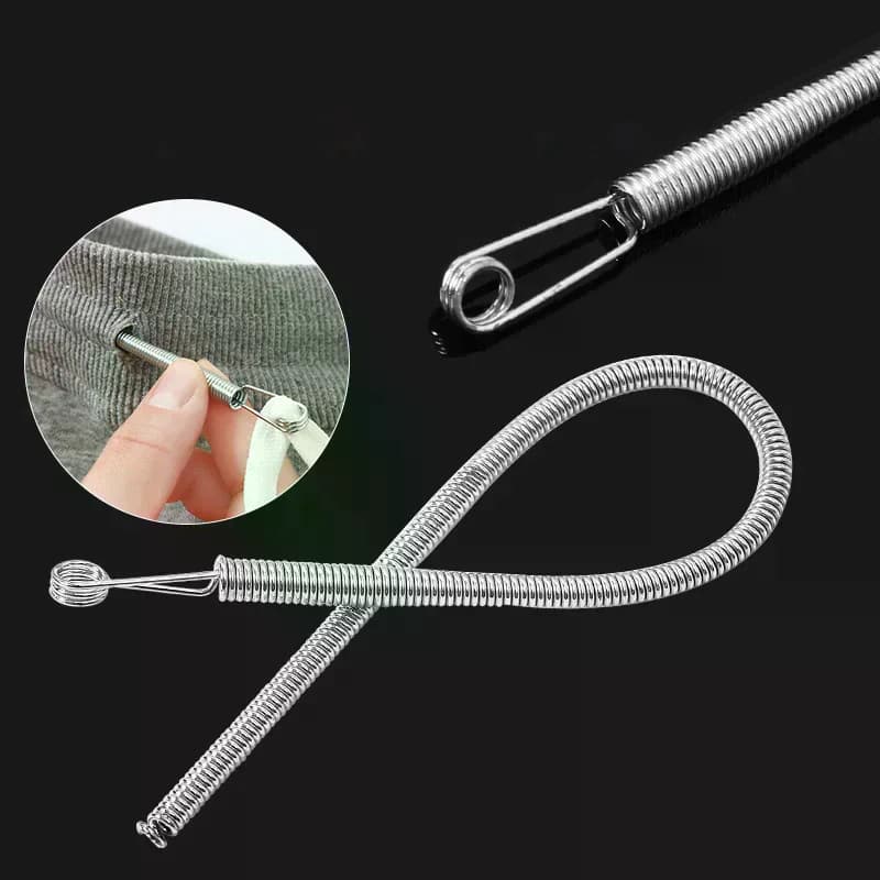 Spring Drawstring Threader Clip Pants Hoodies Elastic Band Lace Cord Flexible Drawstring Thread DIY Bendable
