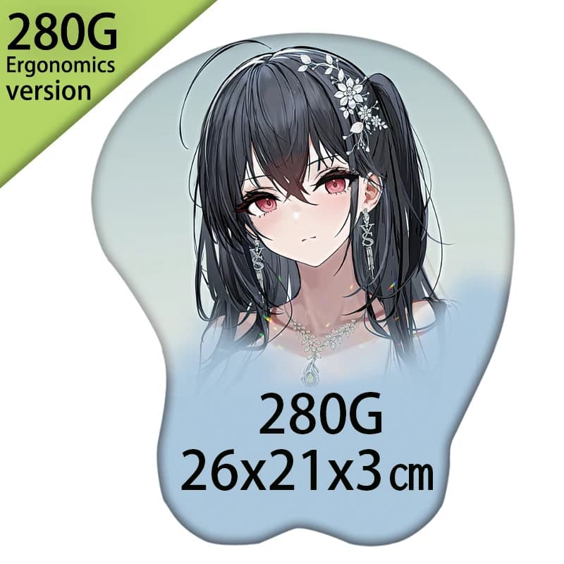 Tappetino per mouse 3D con seno di personaggio femminile sexy di Azur Lane Taihou, grande tappetino da gioco anime con poggiapolsi, supporto in gel XXL.