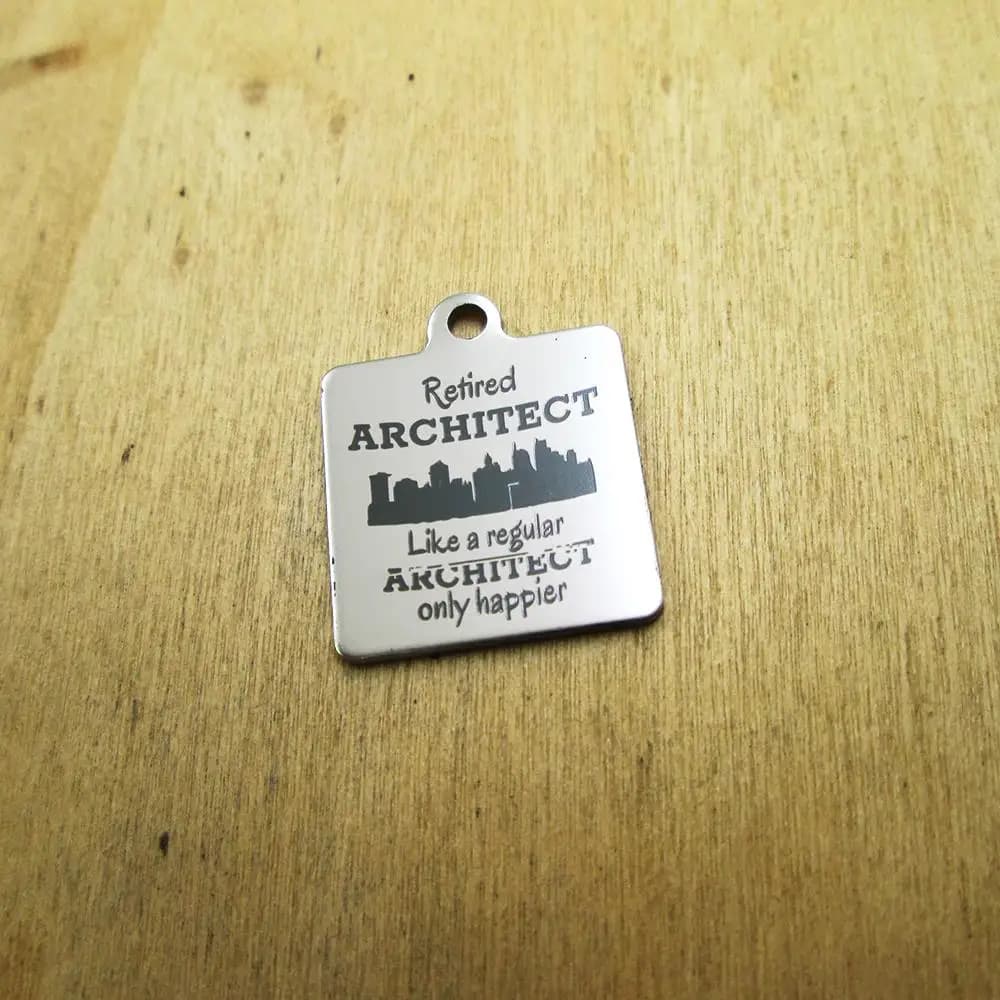 20 pieces: stainless steel pendants for retired architect, pendants with laser engraved diy pendants