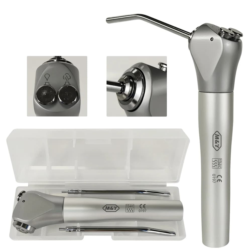 Dental Materials Three Way Syringe Air Water Spray Air Triple 3 Way Syringe Handpiece Oral Syringe Handpiece with 2 Piece Nozzle