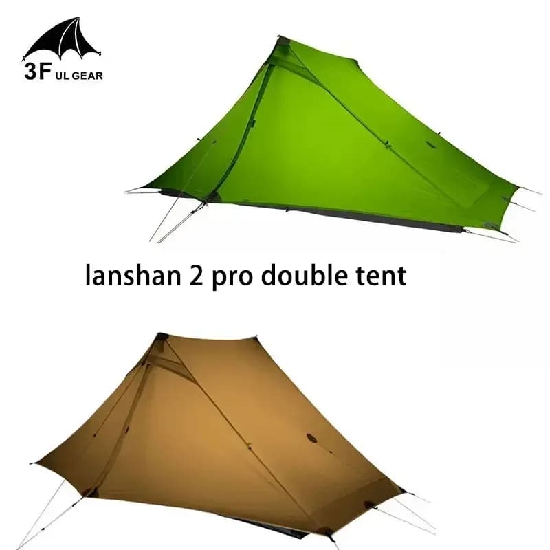 Ultralight 3F UL GEAR Lanshan Pro Tent for 1 Person, Nylon 20D Without Poles, with Trekking Pales, Double Tent for Camping Outdoor 3-4 Seasons